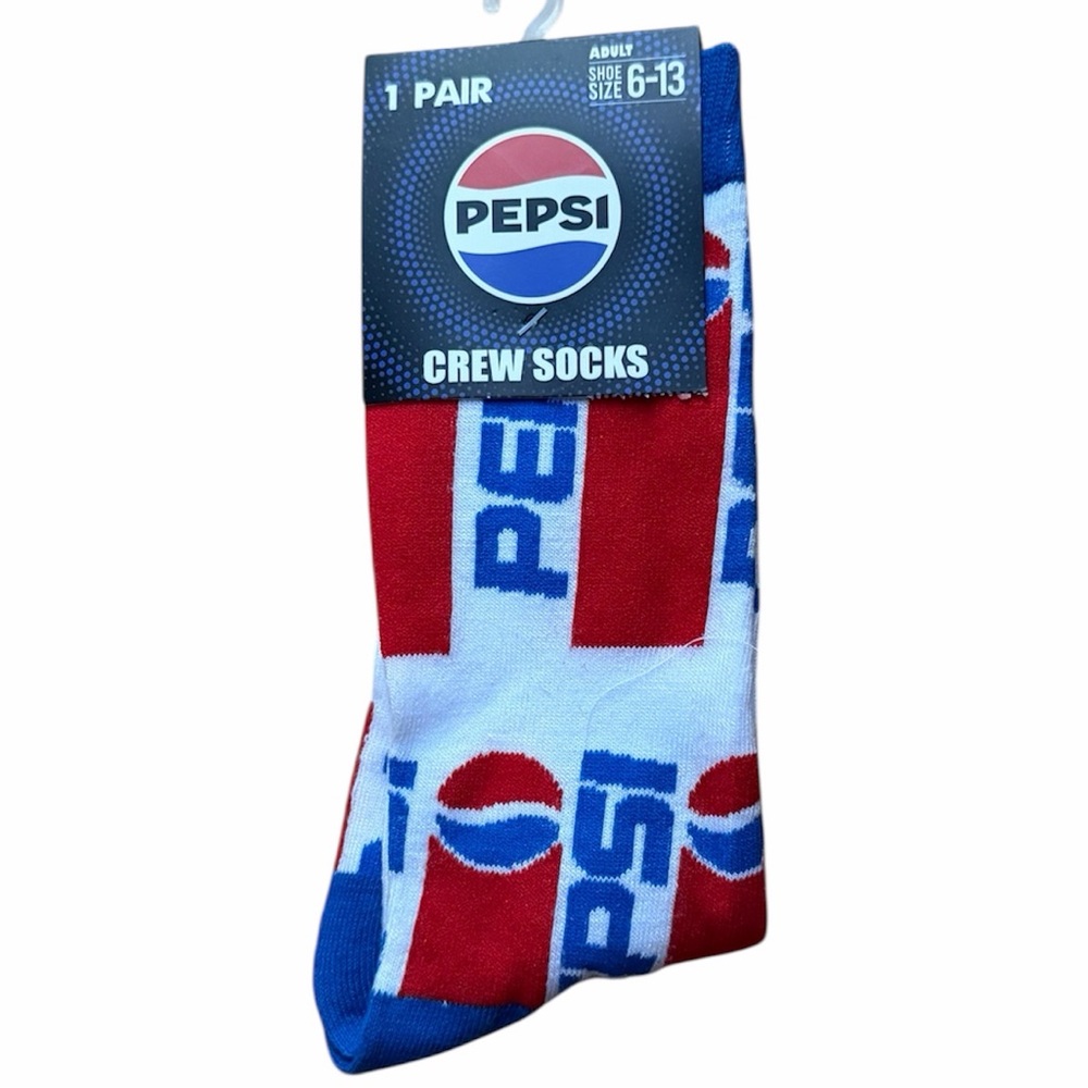 Pepsi Cola Red White & Blue Crew Socks size 6-13